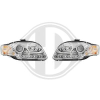 Designscheinwerfer passend f&uuml;r set Audi A4 Baujahr 04-08  klarglas/chrom