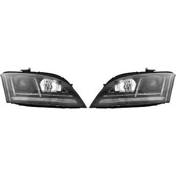LED Tagfahrlicht Design Scheinwerfer für Peugeot 207 06-12 schwarz