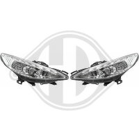 Designscheinwerfe.set passend f&uuml;r Peugeot 207 Baujahr 06-12  klarglas/chrom