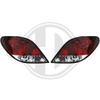 Designr&uuml;cklampen passend f&uuml;r set Peugeot 207 Baujahr 06-12 klarglas/rot-weiss