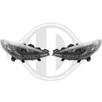 Designscheinwerfe.set passend f&uuml;r Peugeot 207 Baujahr 06-12  klarglas/schwarz