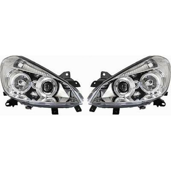 Scheinwerfer passend f&uuml;r Set Renault Clio Baujahr 05-09  klarglas/chrom